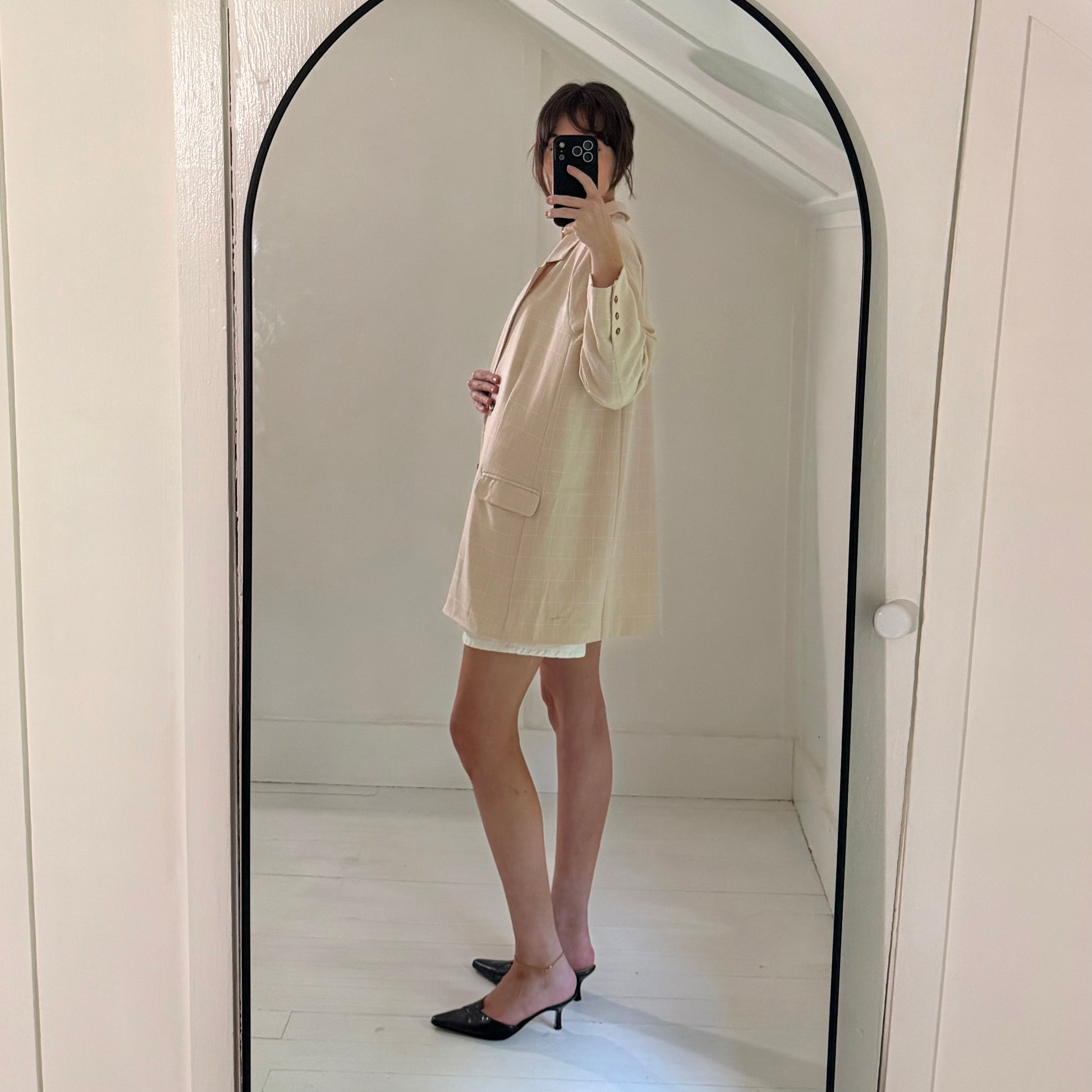Song of Style Kroy Double Breasted Blazer in Beige Check NWT Size XL