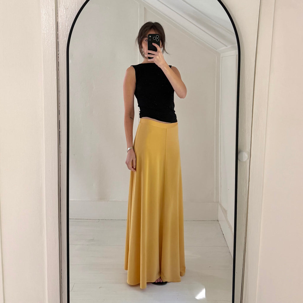 Toteme Fluid Jersey Midi Skirt in Cornsilk Size S