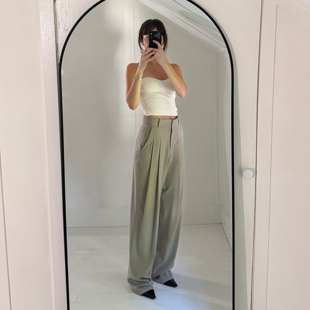 The Frankie Shop Gelso Pleated Trousers in Taupe Melange NWT Size S