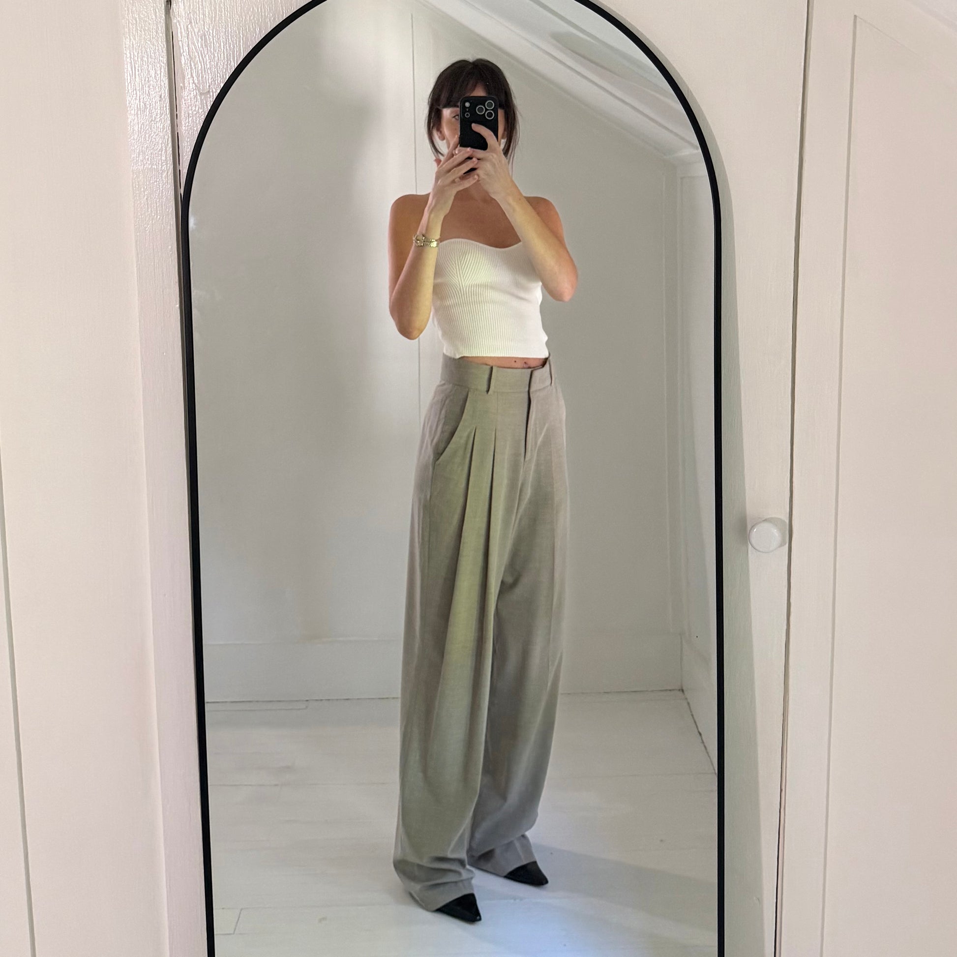 The Frankie Shop Gelso Pleated Trousers in Taupe Melange NWT Size S