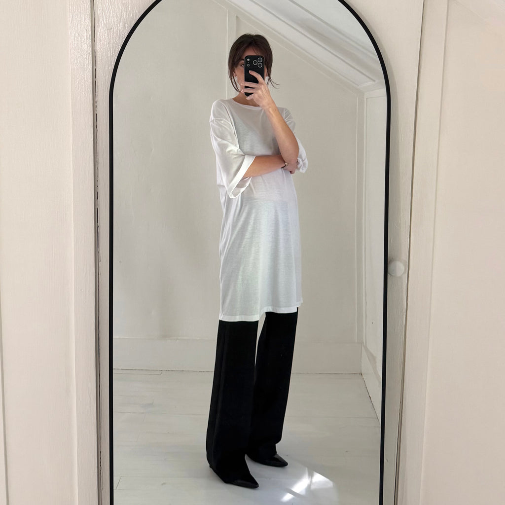 Toteme Tencel-Cotton Relaxed Tee Dress in White Size XS
