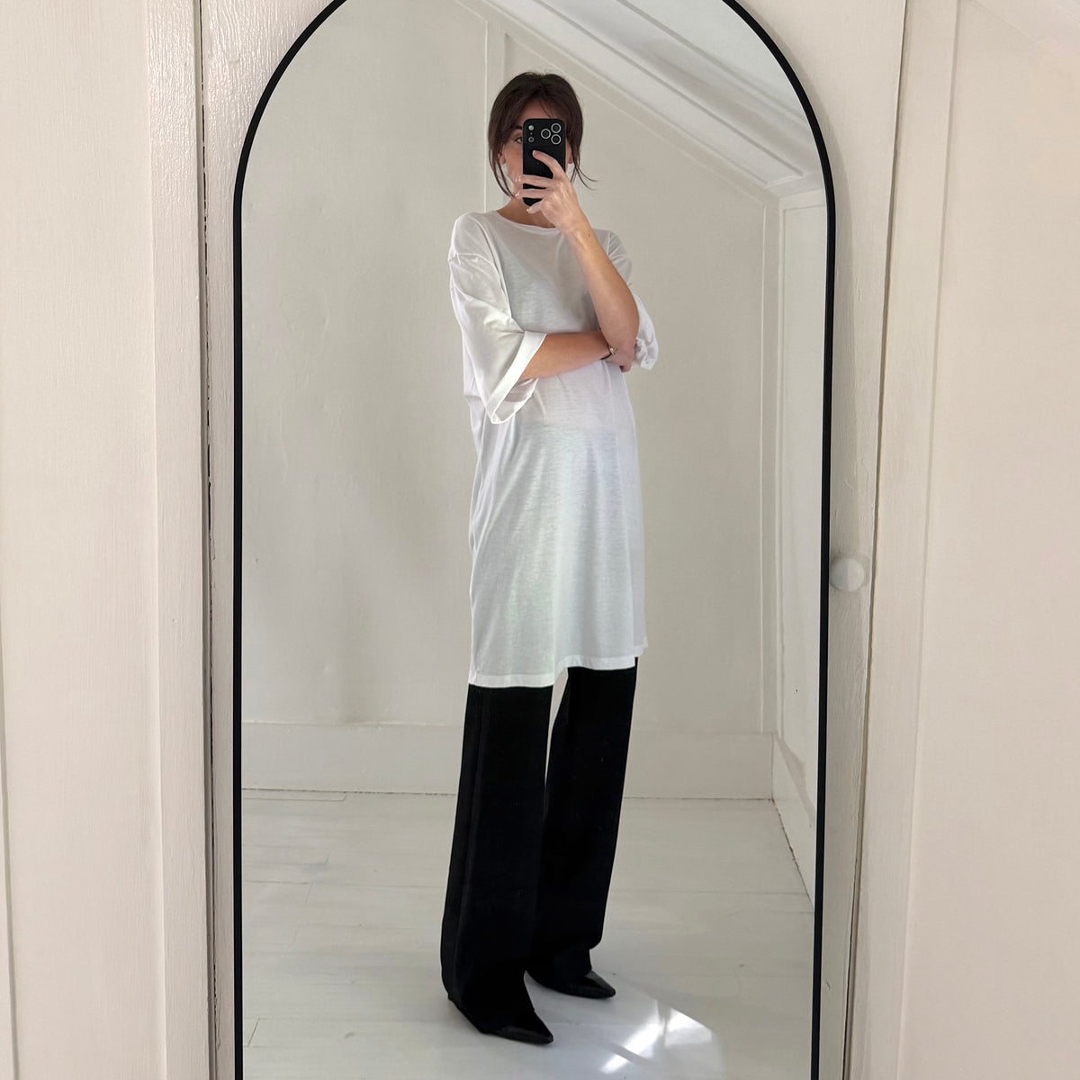 Toteme Tencel-Cotton Relaxed Tee Dress in White Size XS