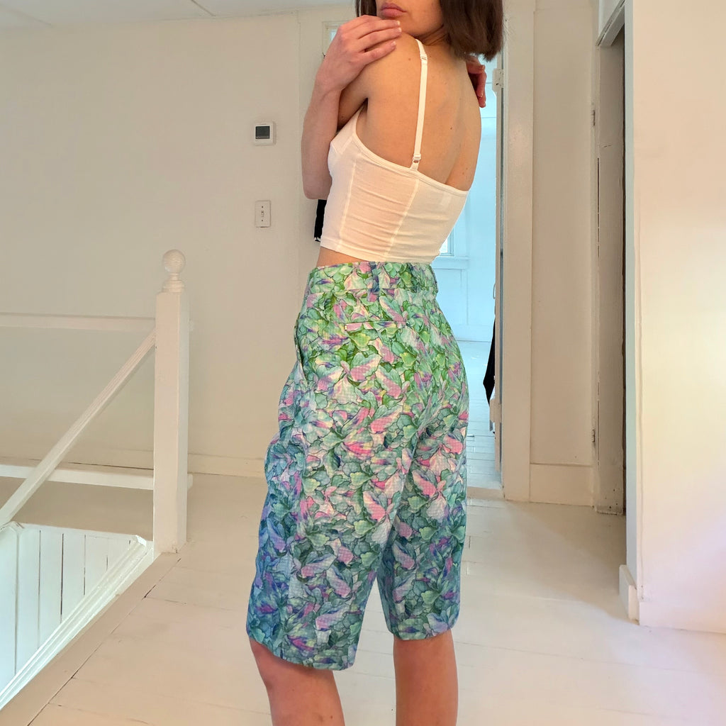 Sportmax SS12 Floral Pleated Bermuda Shorts in Azure NWT