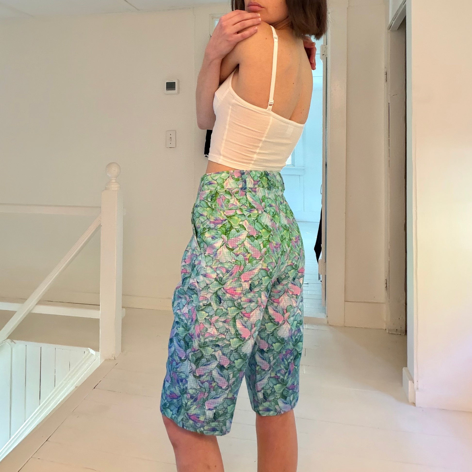 Sportmax SS12 Floral Pleated Bermuda Shorts in Azure NWT