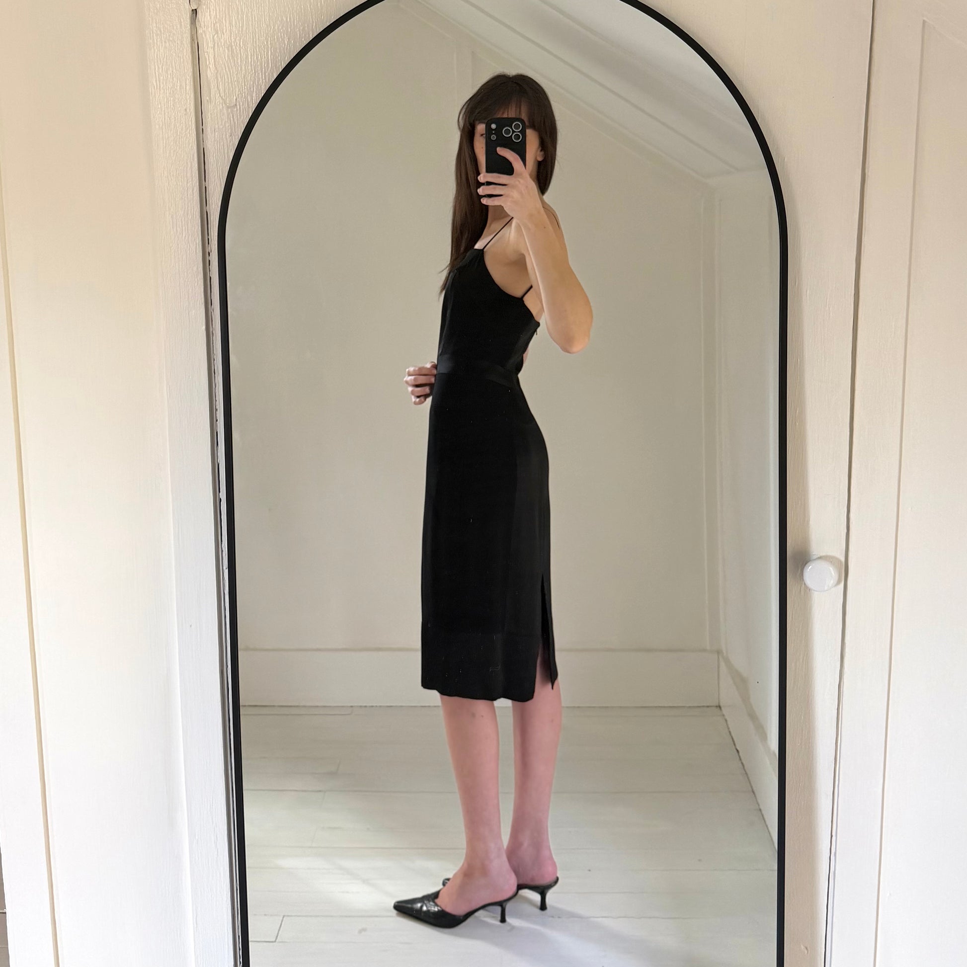 Emanuel Ungaro Vintage 90s Satin Panel Midi Dress Size 2/36