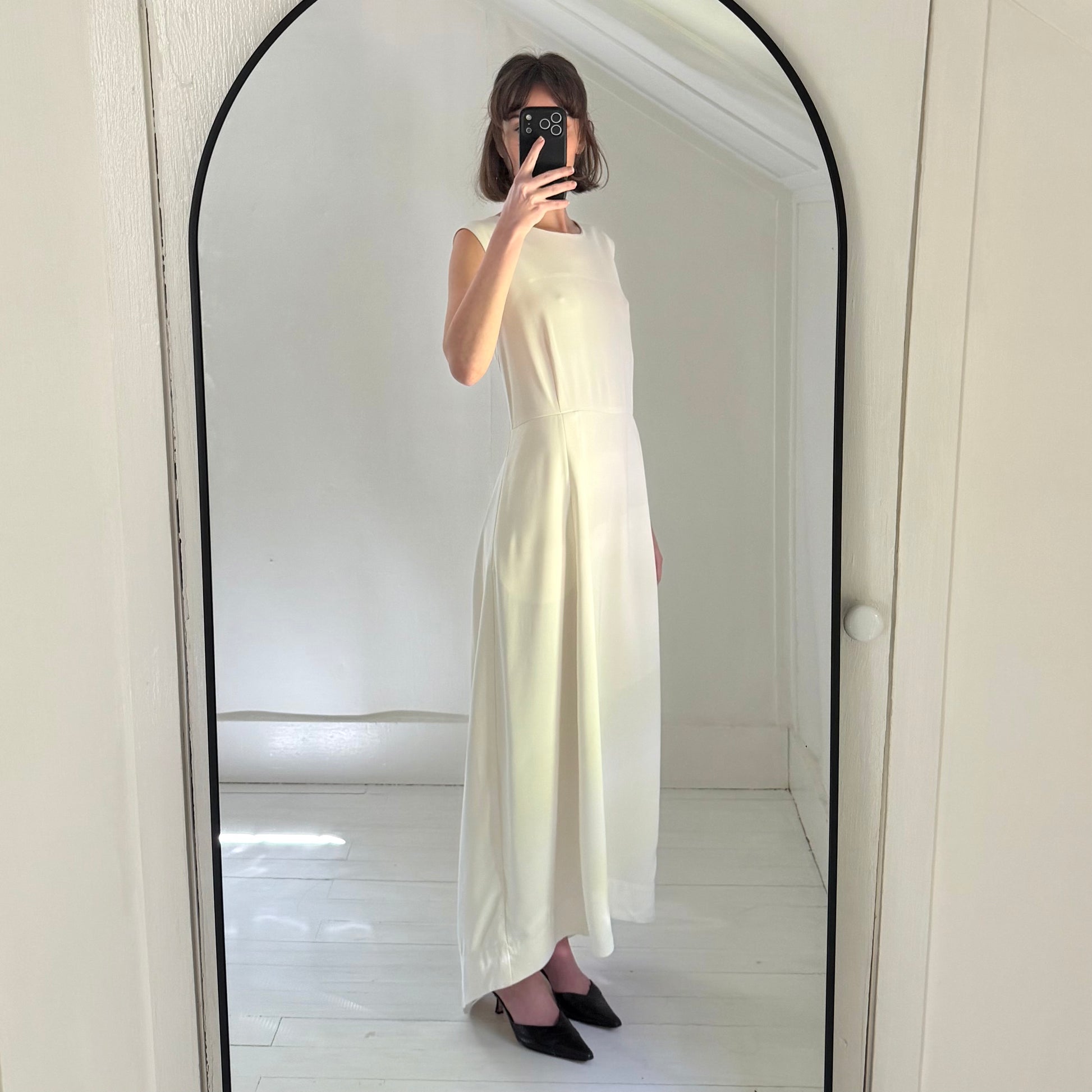 Co Collection Sleeveless High-Low Midi Dress in Ivory Size XL