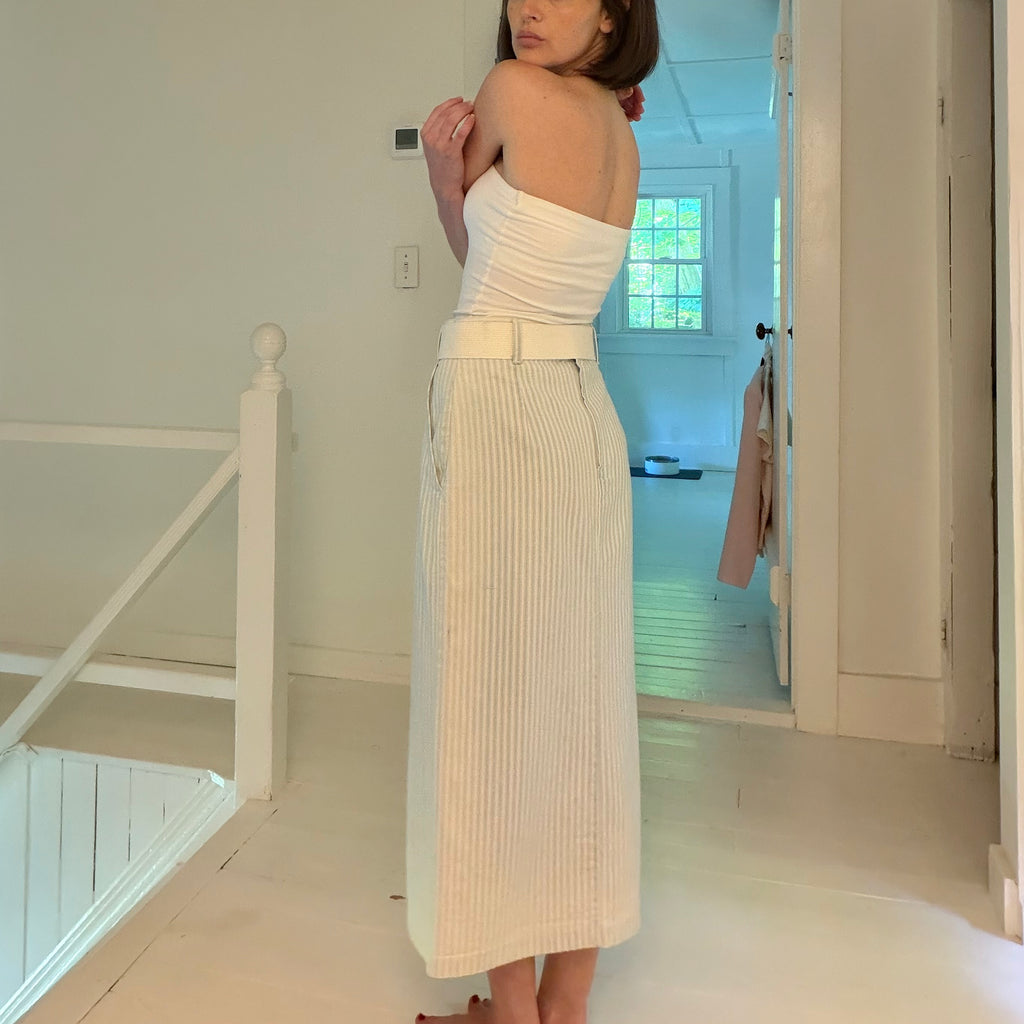 Candie's Vintage 90s Pinstripe Belted Midi Pencil Skirt Size 9/10