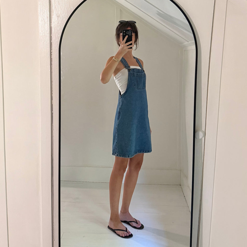 Big Time Vintage 90s Denim Overall Mini Dress Size S