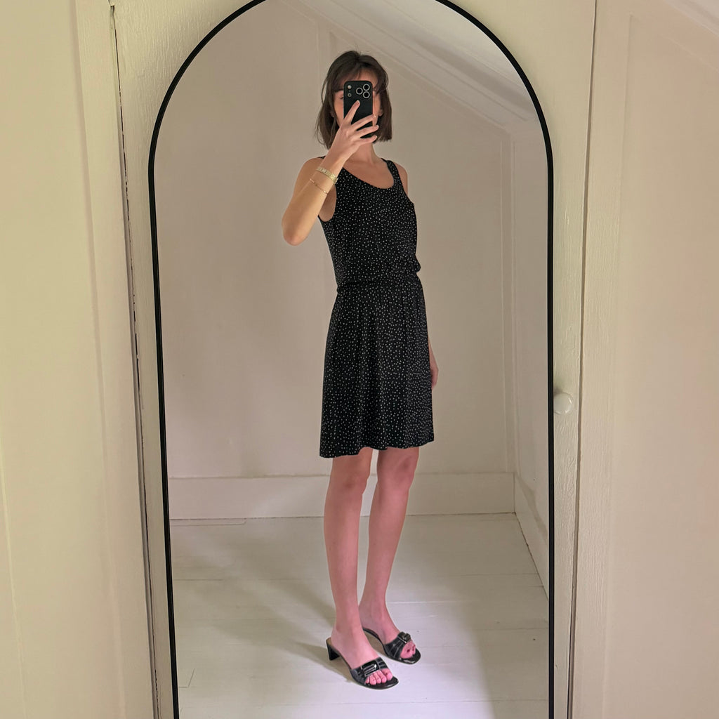 H&M Dot Print Blouson Waist Mini Dress Size XS