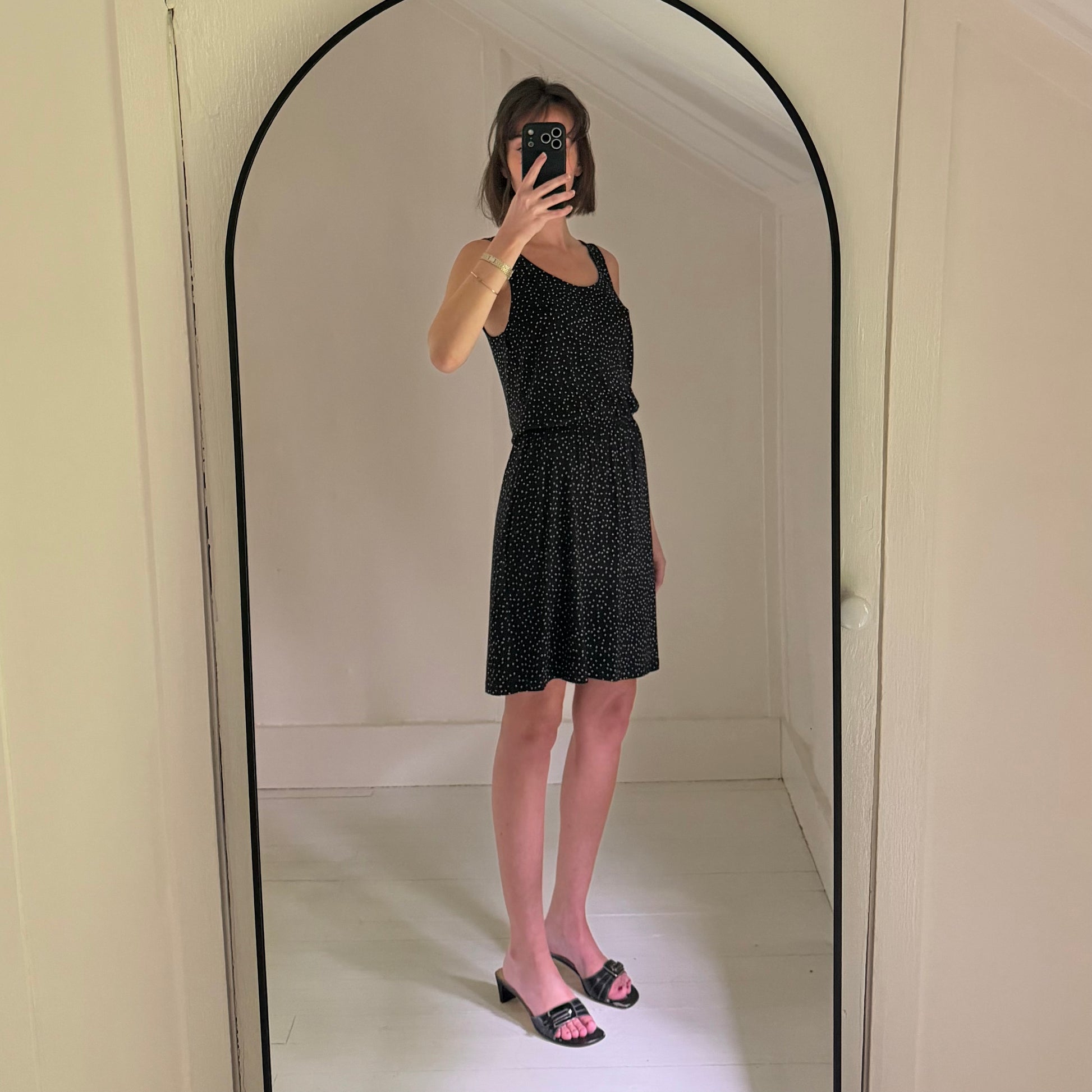 H&M Dot Print Blouson Waist Mini Dress Size XS