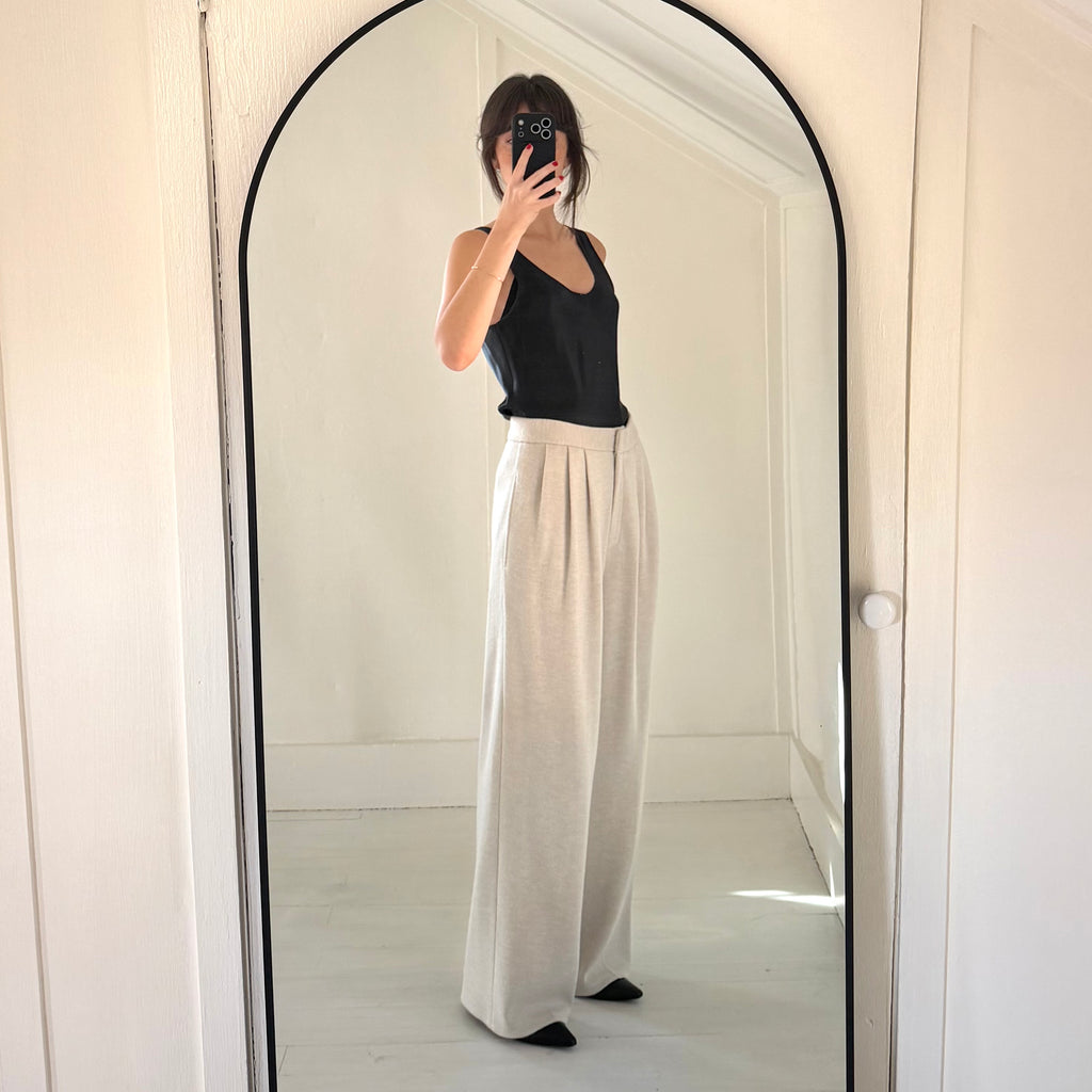 Emanuel Ungaro Vintage 90s Wool Cashmere Knit Pleated Wide Leg Trousers Size 10