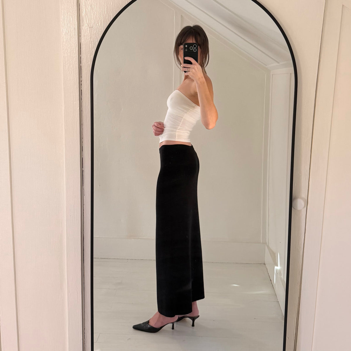 Bloomingdale's Vintage 90s Jersey Knit Midi Skirt Size PS Black