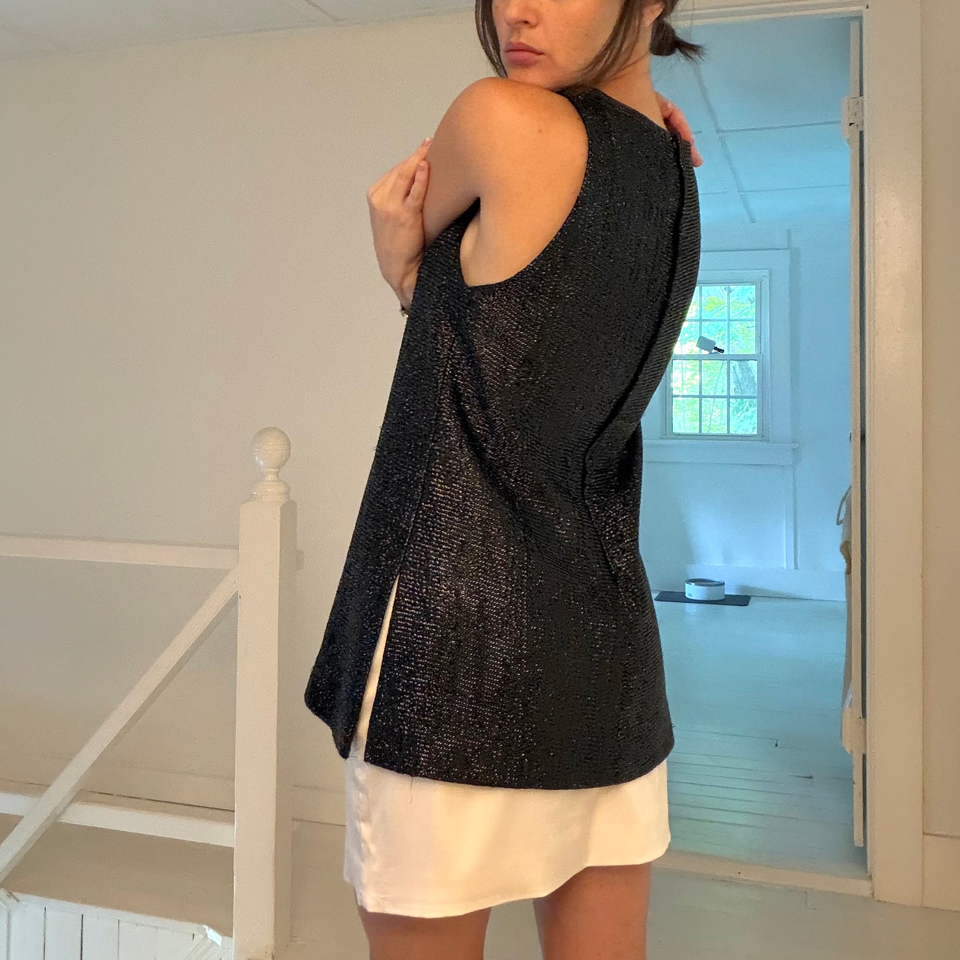 Saks Fifth Avenue Vintage 60s Metallic Tinsel Top Size 7