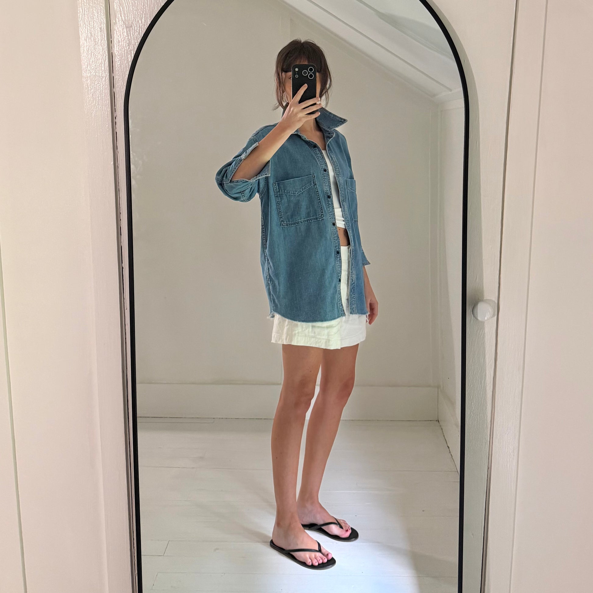 Askk NY Oversized Denim Button Down Shirt in Palm Canyon Size 1