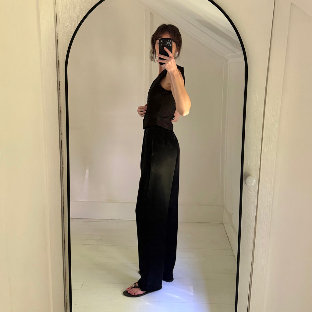 Hillard & Hanson Vintage 90s Satin Pleated Straight Leg Pants Size 4