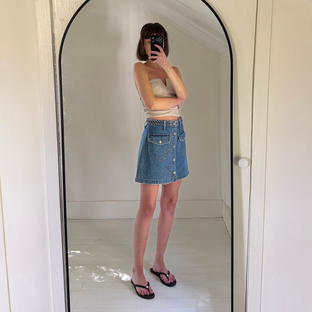 Tularosa Madelyn Denim Mini Skirt in Fuji Size 25