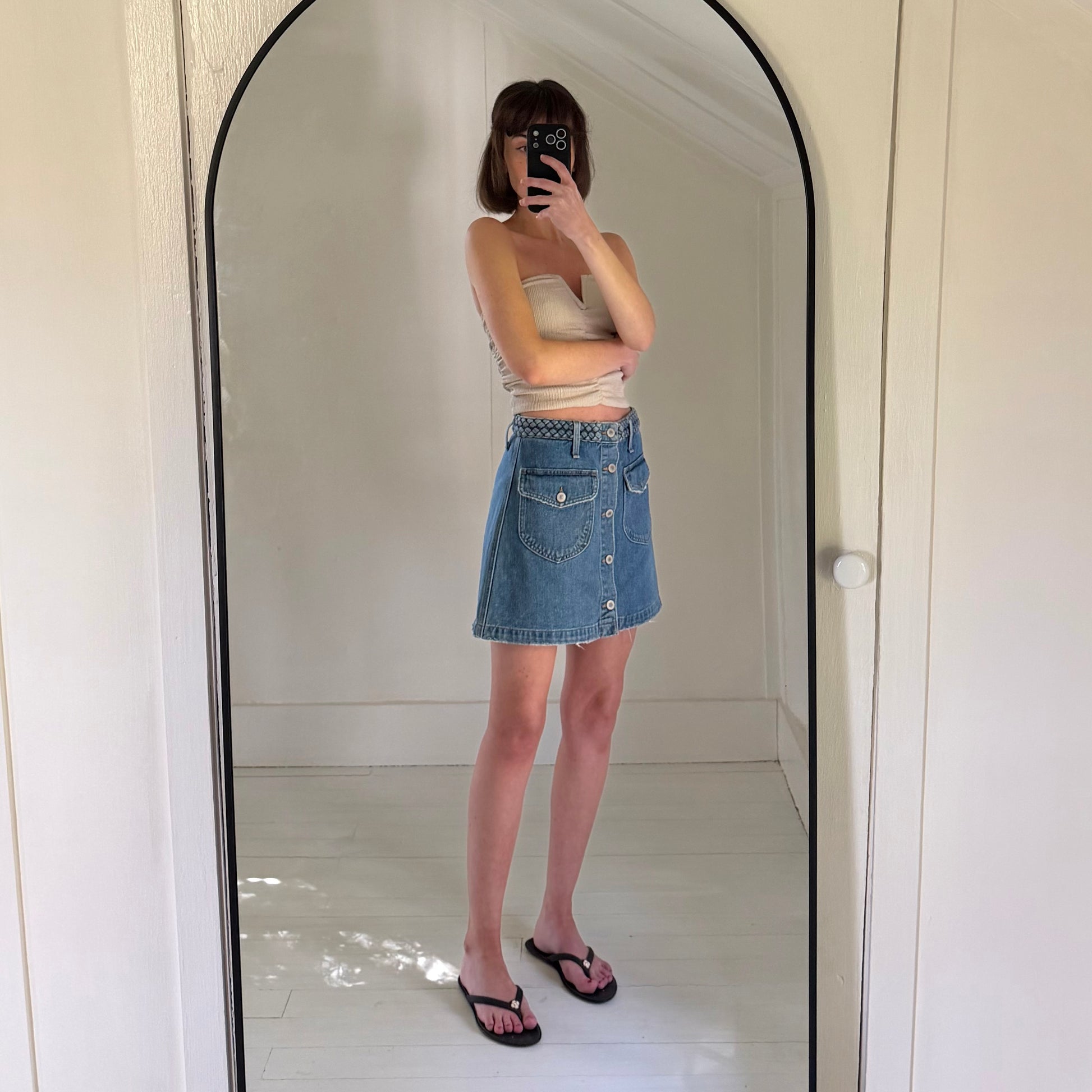 Tularosa Madelyn Denim Mini Skirt in Fuji Size 25