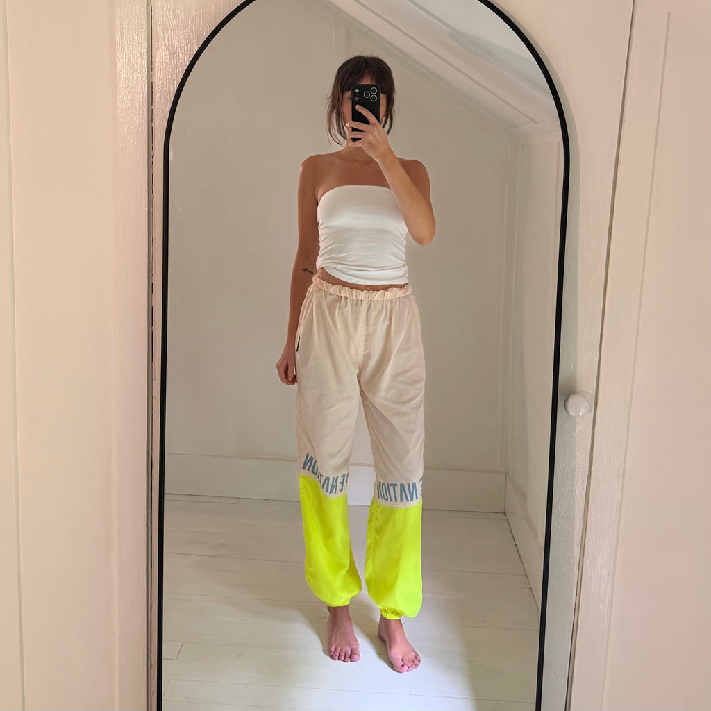 P.E Nation First Position Wide Leg Track Pants Pearled Ivory NWOT Size XS