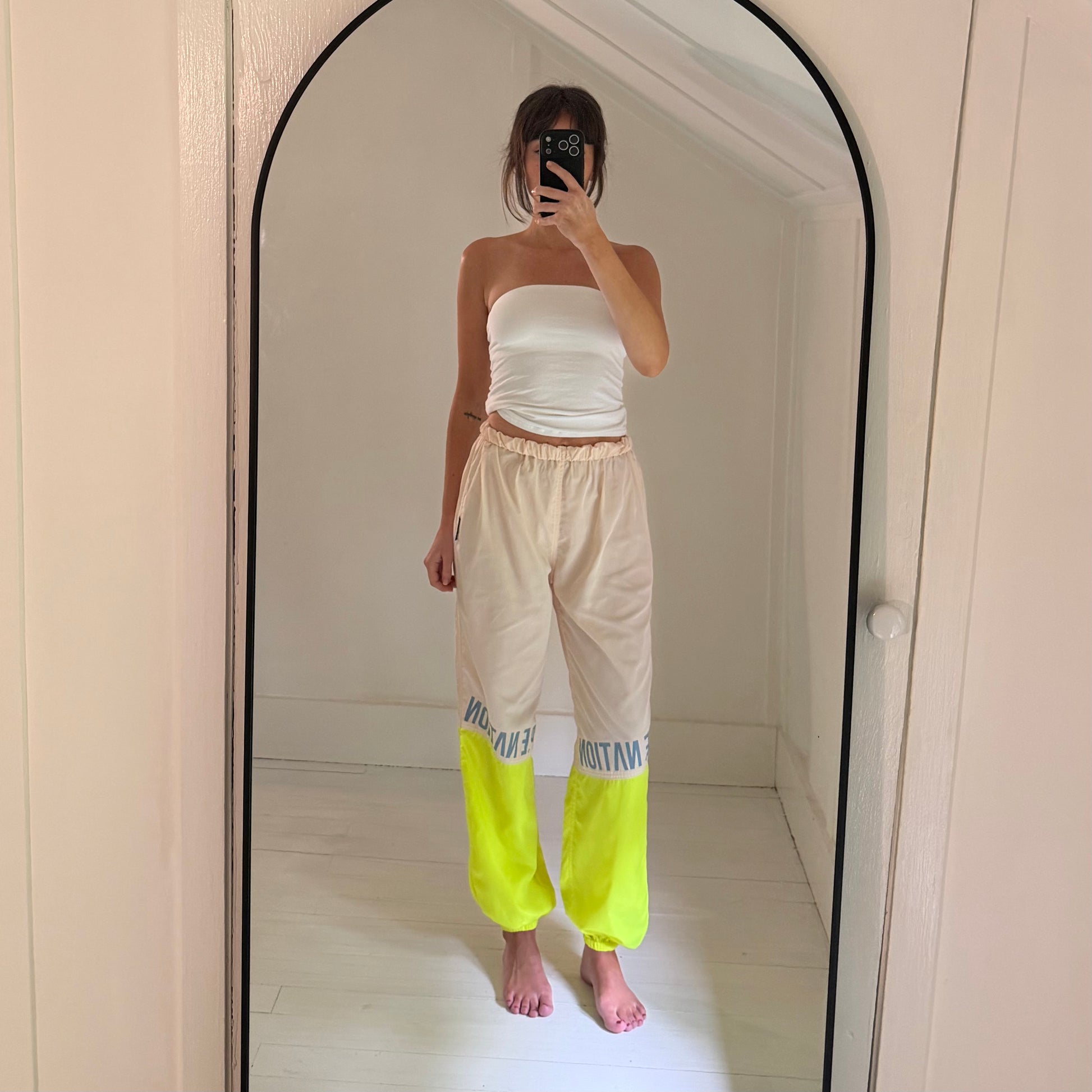 P.E Nation First Position Wide Leg Track Pants Pearled Ivory NWOT Size XS
