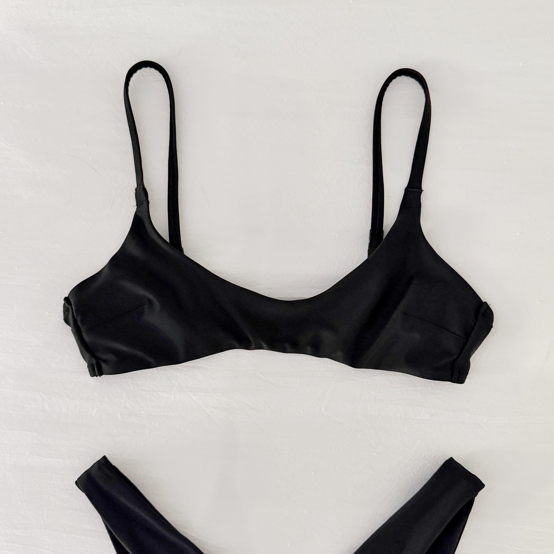 Aerie Scoop Top & High Cut Cheekiest Bottom Bikini Set in True Black Size XS/S