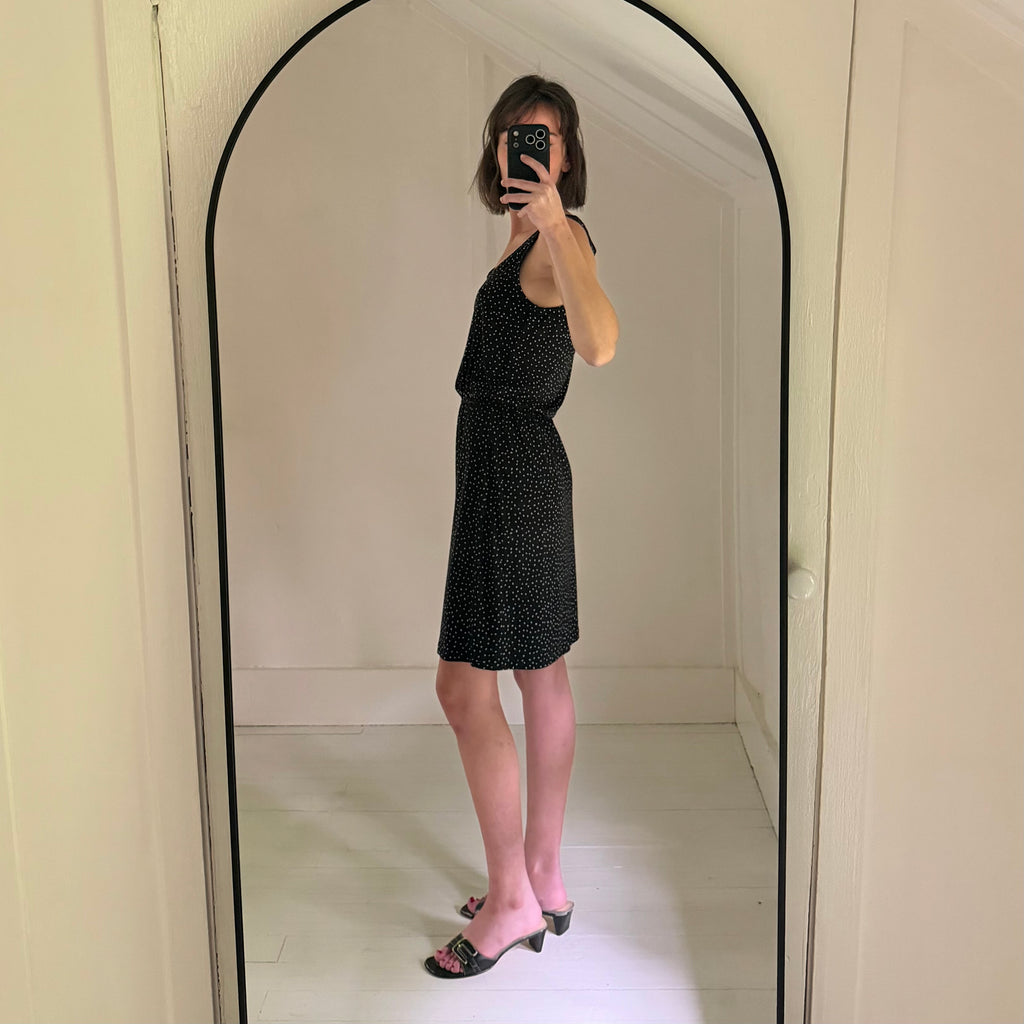 H&M Dot Print Blouson Waist Mini Dress Size XS