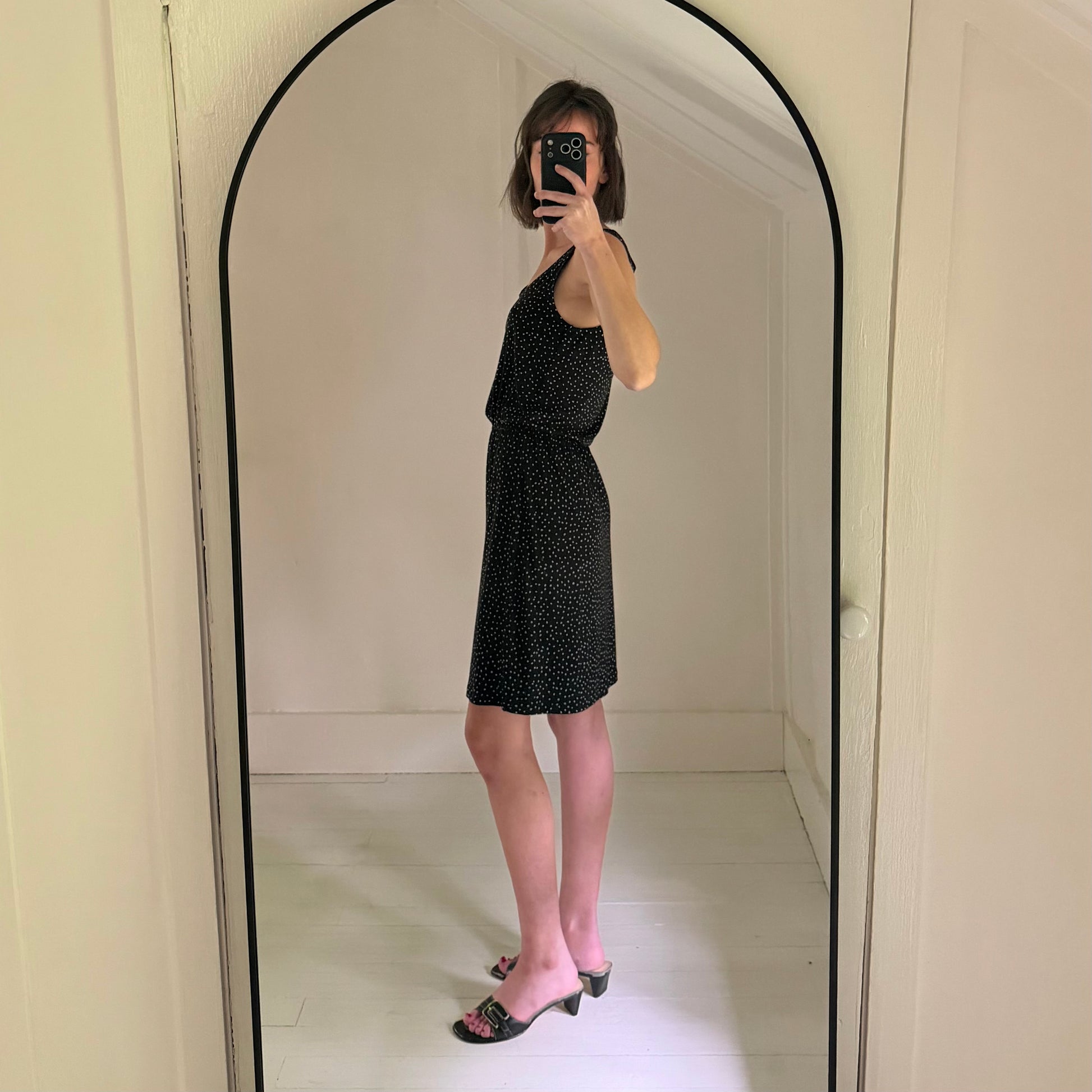 H&M Dot Print Blouson Waist Mini Dress Size XS