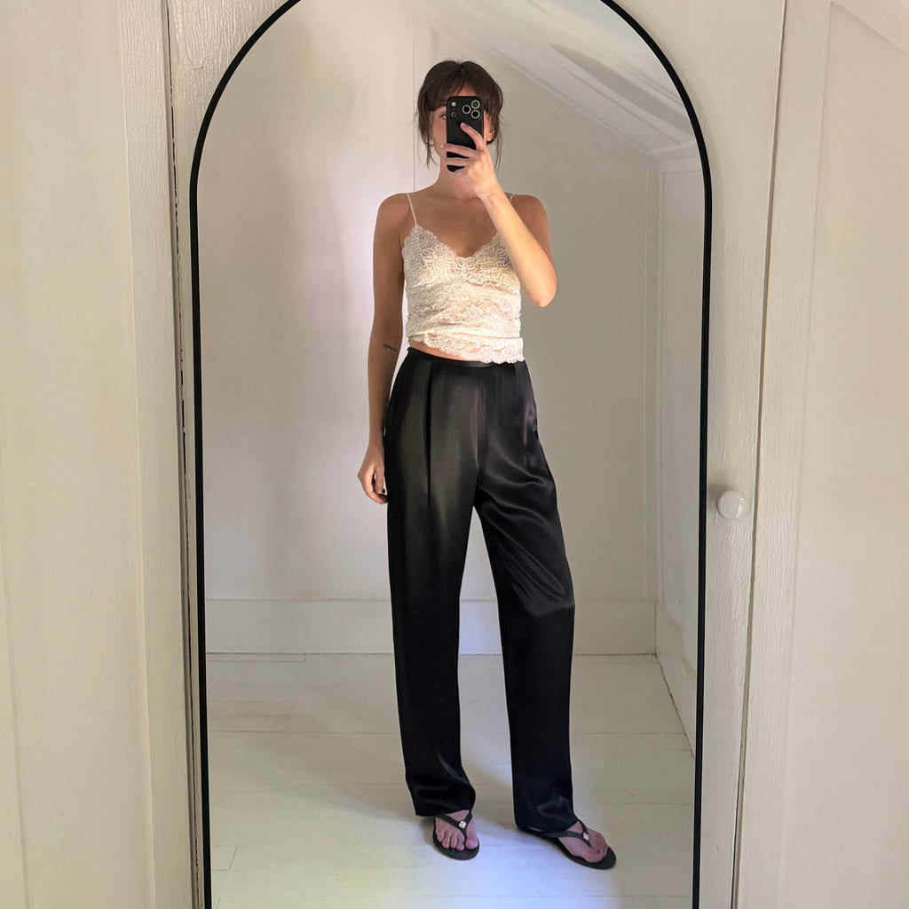 Hillard & Hanson Vintage 90s Satin Pleated Straight Leg Pants Size 4