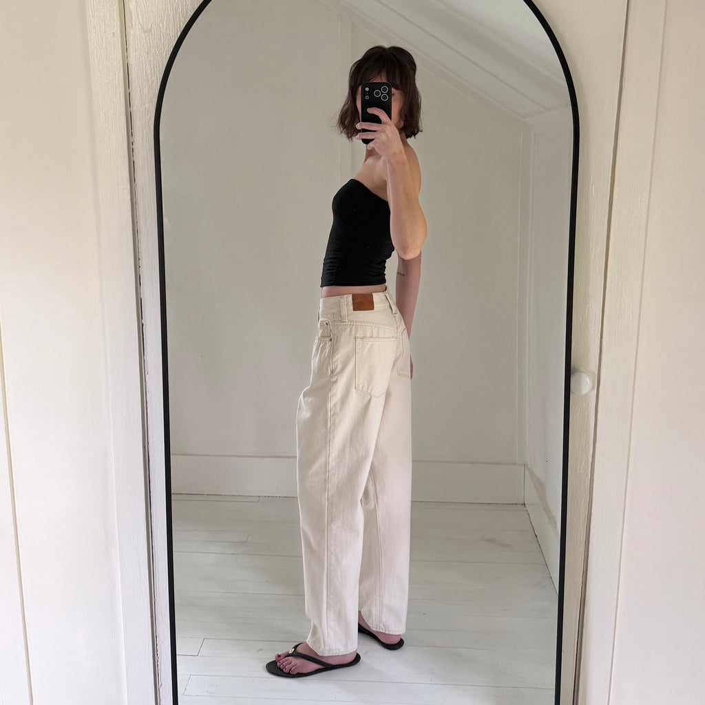 J. Crew Slouchy Straight Leg Boyfriend Jean in Ecru Size 27