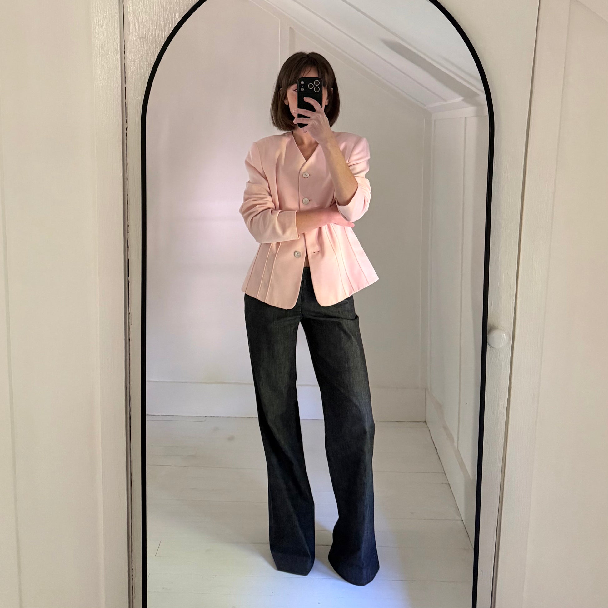 Kasper for ASL Vintage 90s Collarless Pintuck Blazer Jacket Size 8