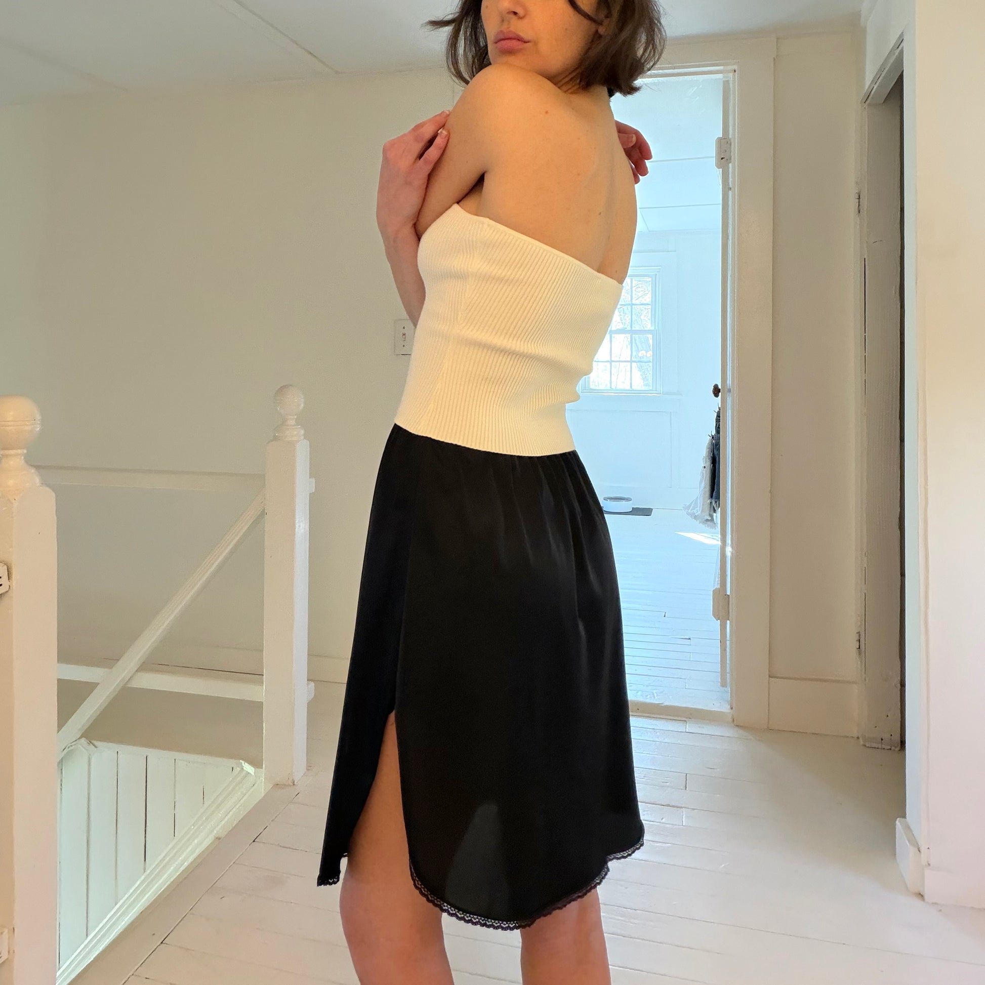 Vanity Fair Vintage 90s Lace Trim Mini Slip Skirt Size M