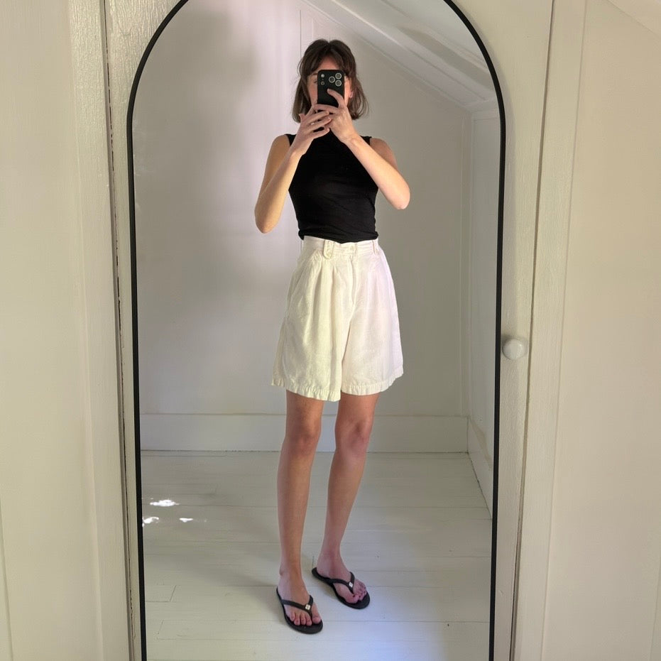 LizSport Vintage 90s Linen Pleated Bermuda Shorts