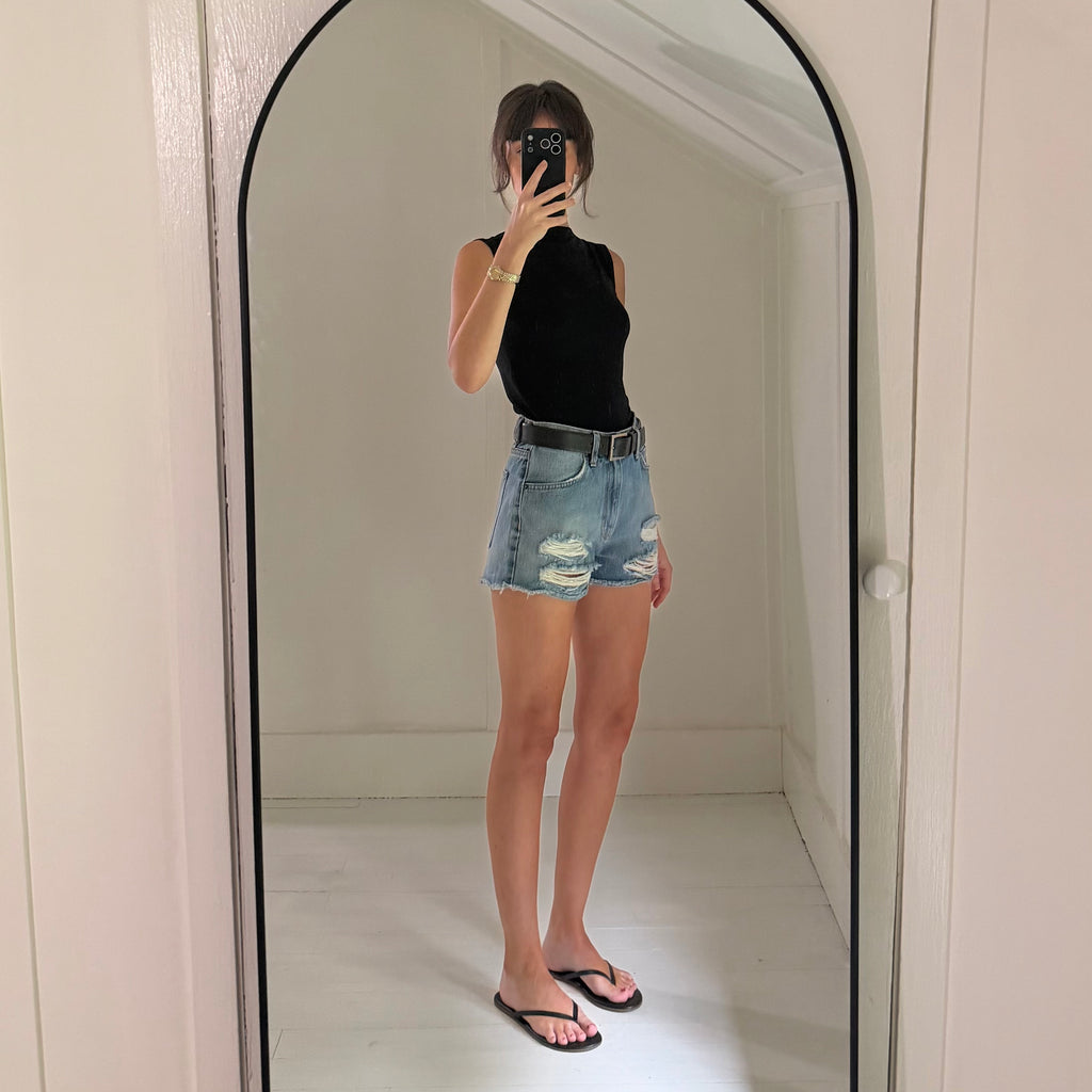 Carmar Distressed Ripped Cutoff Jean Shorts Size 25