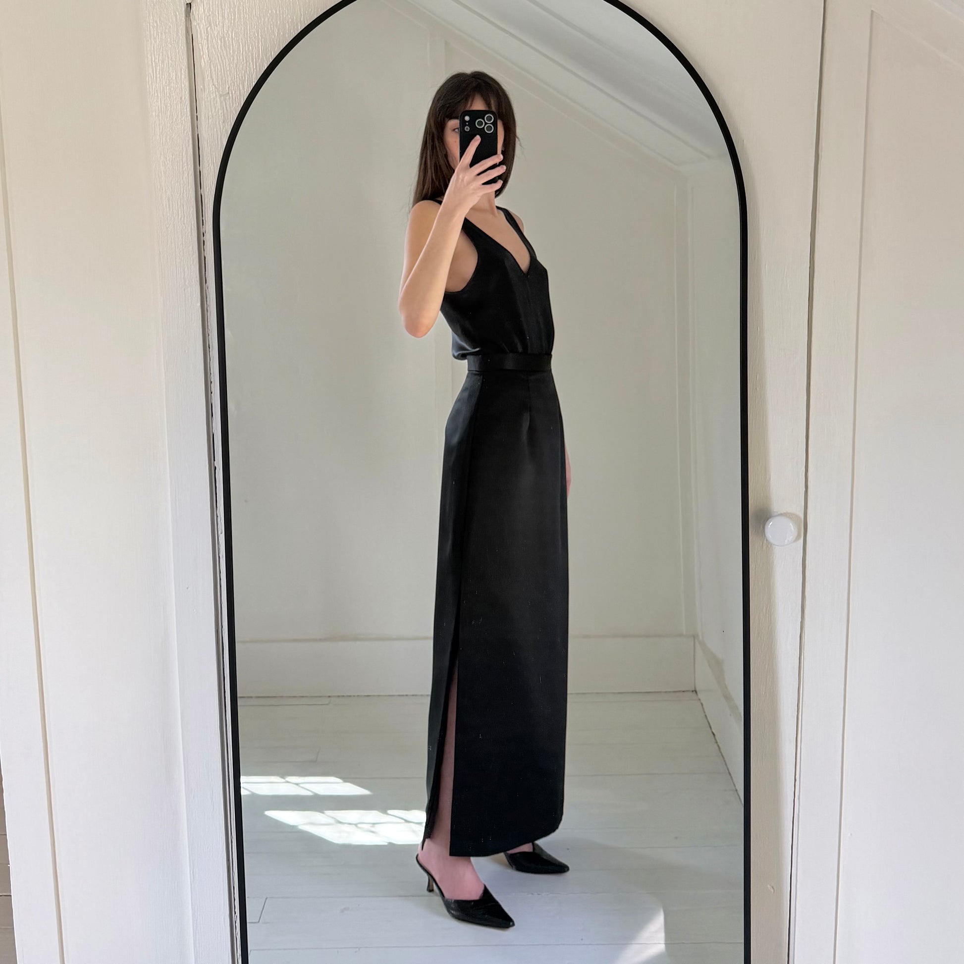 J.R. Nites by Caliendo Vintage 90s Satin Straight Maxi Skirt Size 6P
