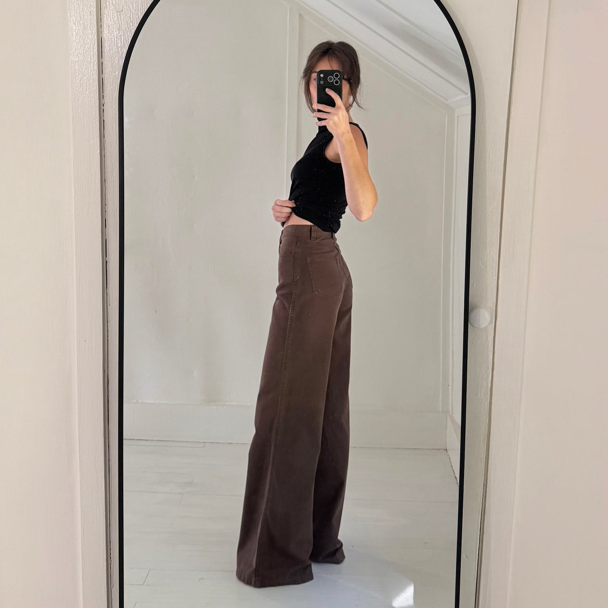 & Other Stories Stockholm Atelier High Rise Wide Leg Jeans Size EU 34 Dark Brown