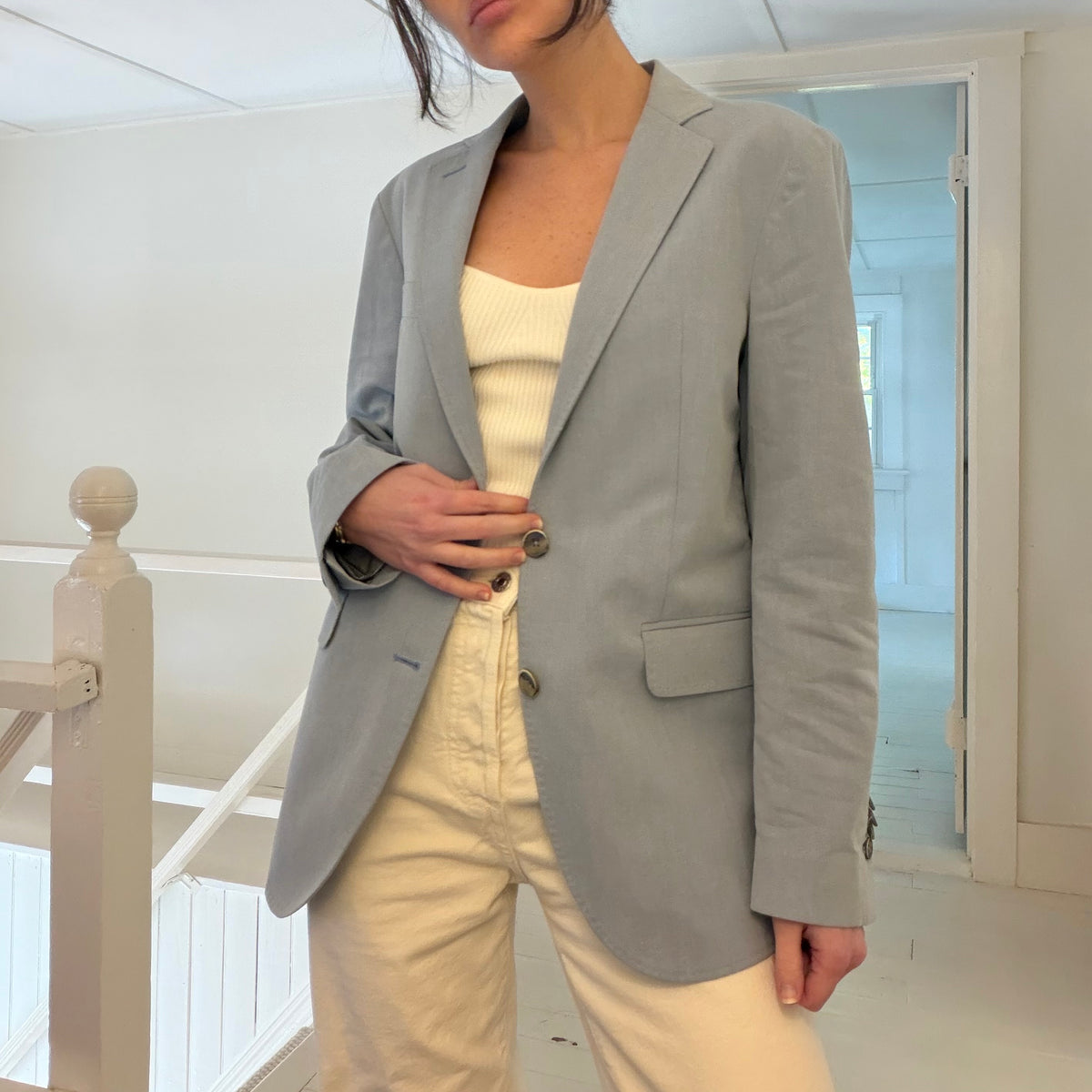 Seize Sur Vingt Cotton Woven Single Breasted Blazer Jacket Size 46