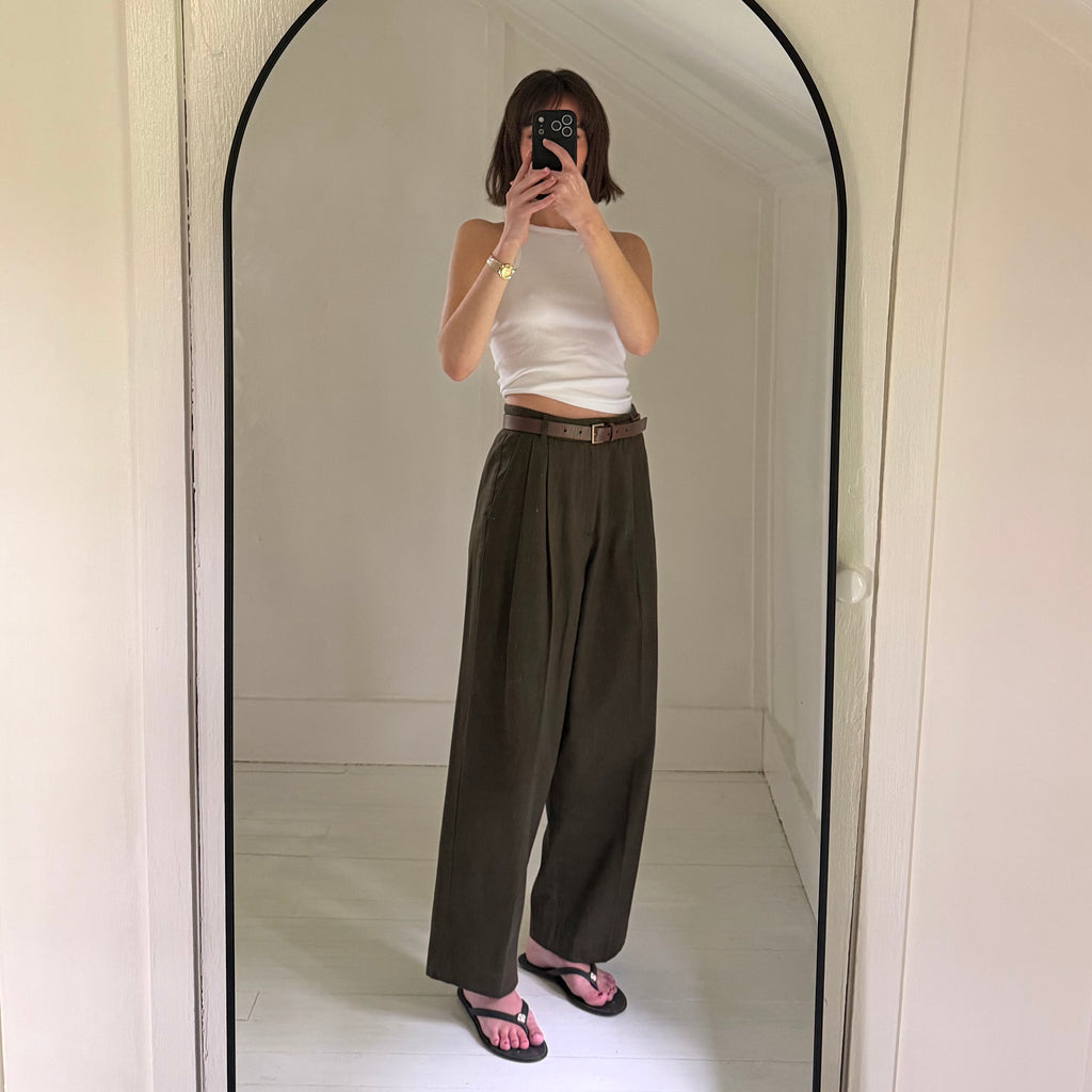 Banana Republic Wide Leg Pleated Trousers in Camo Green NWT Size 8P