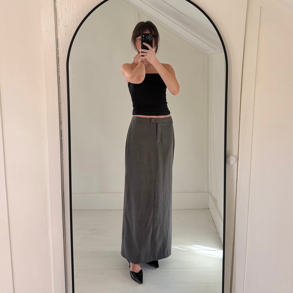 Express Vintage Y2K Wool Blend Maxi Pencil Skirt Size 7/8 Grey