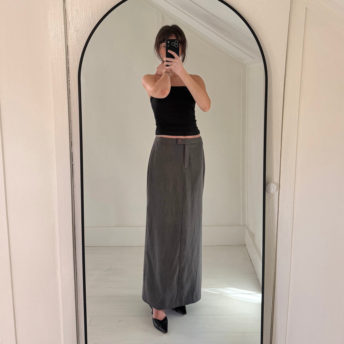 Express Vintage Y2K Wool Blend Maxi Pencil Skirt Size 7/8 Grey