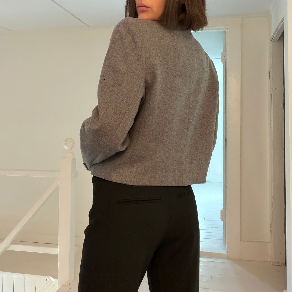 Evan Picone Vintage 80s Wool Double Breasted Cropped Blazer NWT Size 8P