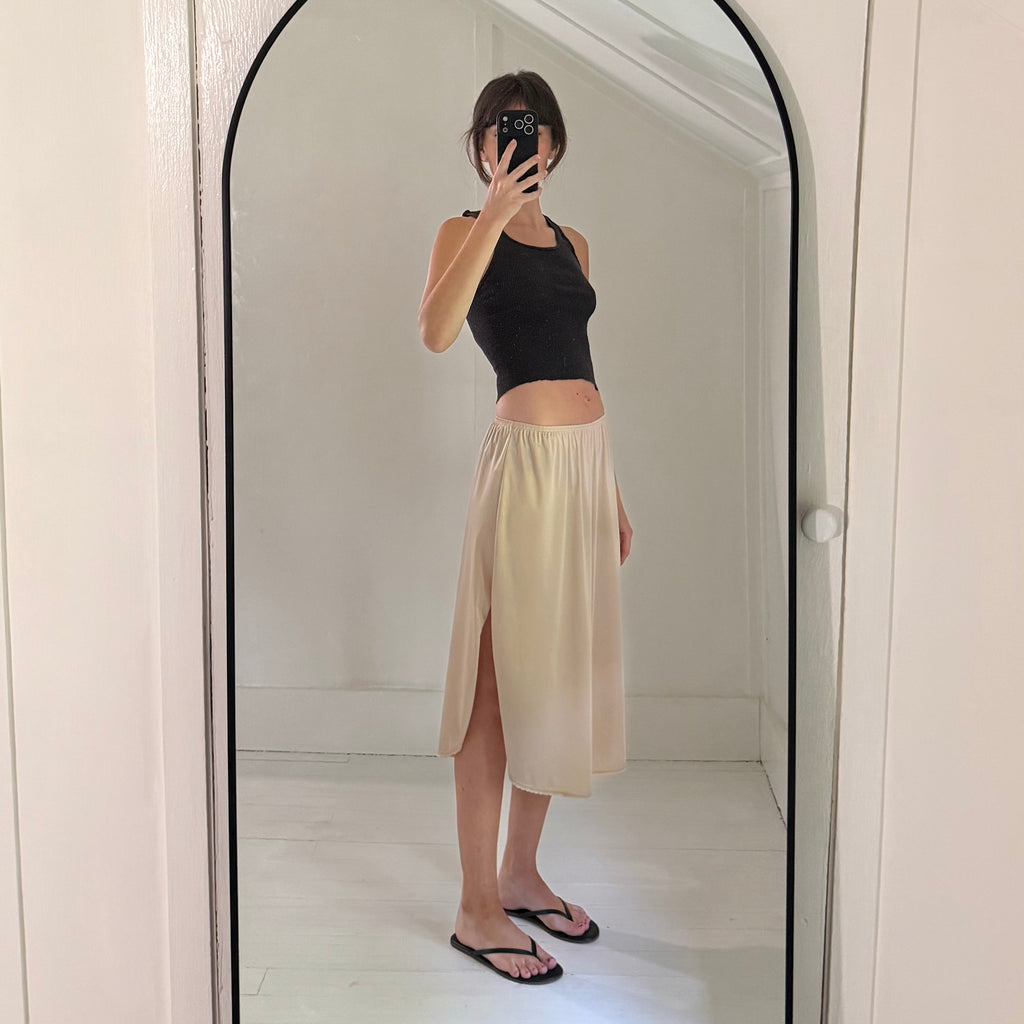 Vanity Fair Vintage Y2K Lace Trim Midi Slip Skirt Size L