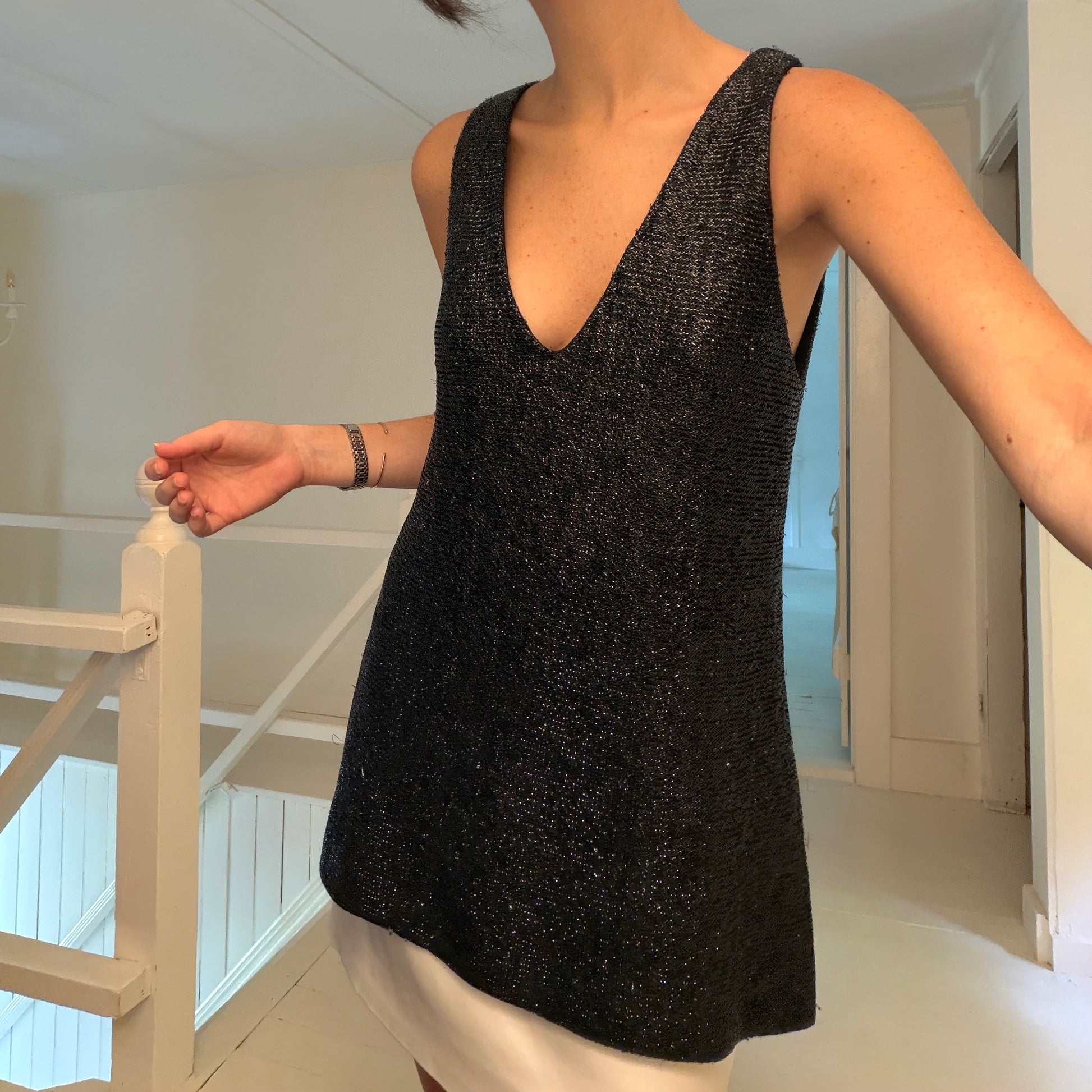 Saks Fifth Avenue Vintage 60s Metallic Tinsel Top Size 7