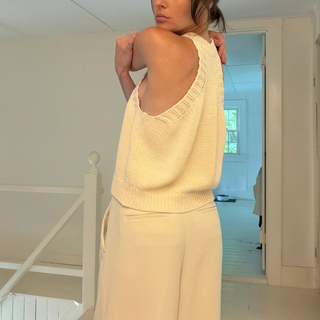 Leha Mate Knit Halter Top in Ivory NWT OS