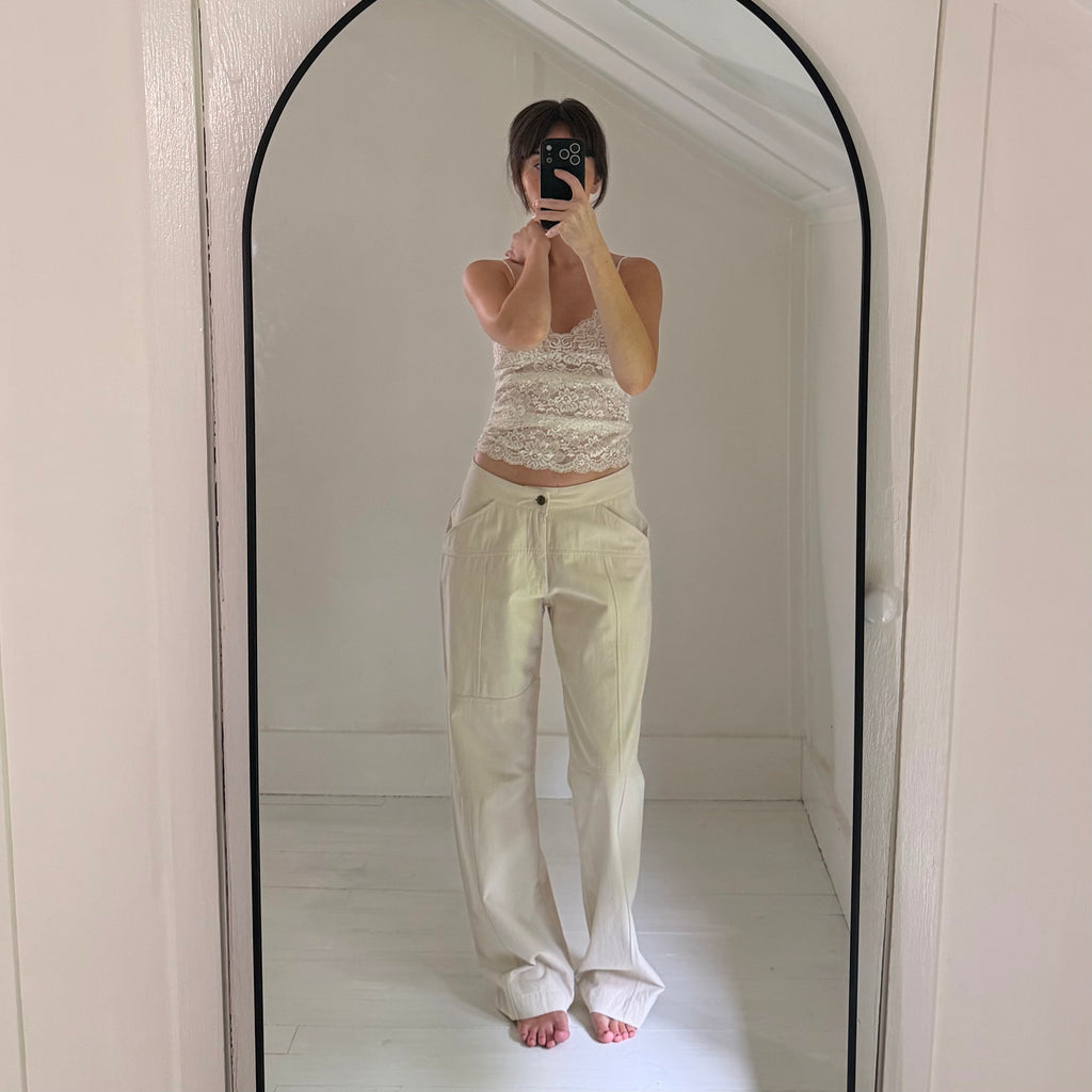 Artless Forever Paneled Straight Leg Cargo Pants in Cream Size S