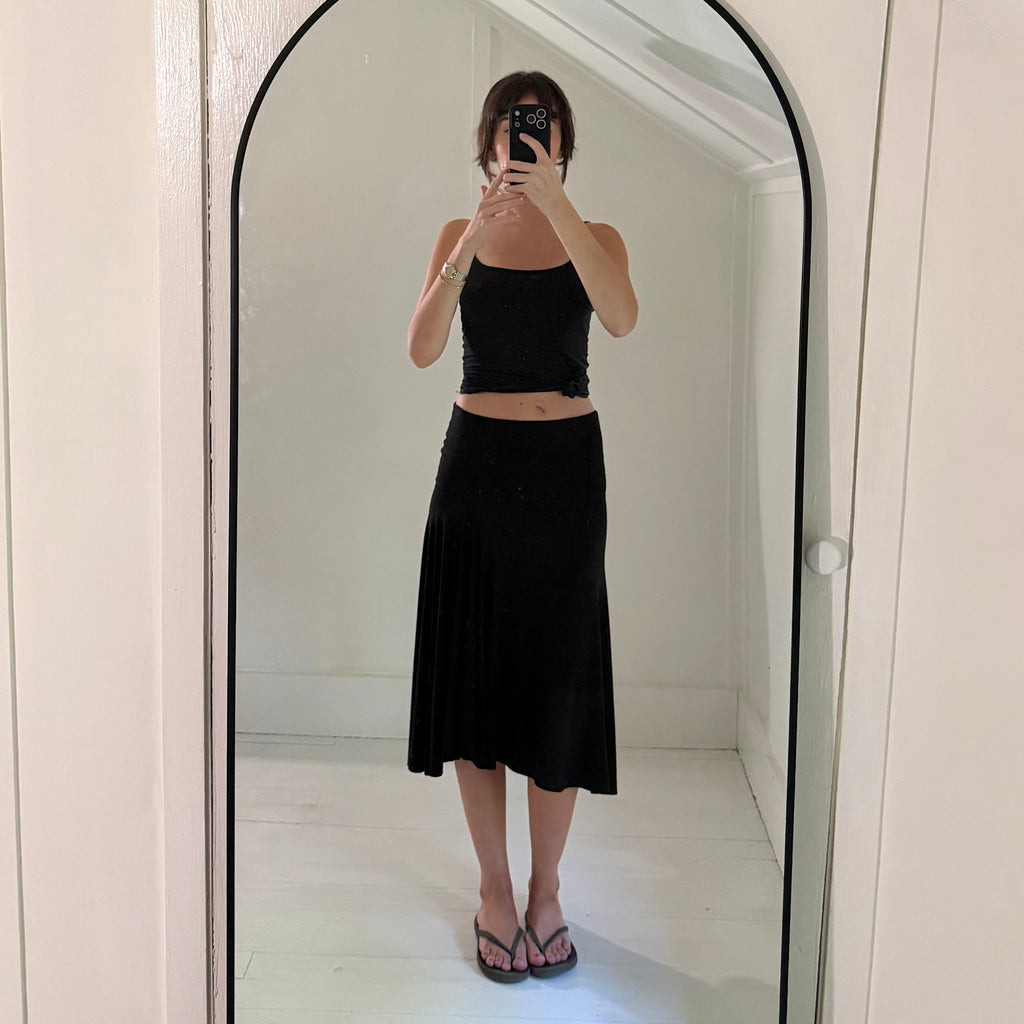 Max Studio Vintage Y2K Drop Waist Bias Cut Midi Skirt Size SP