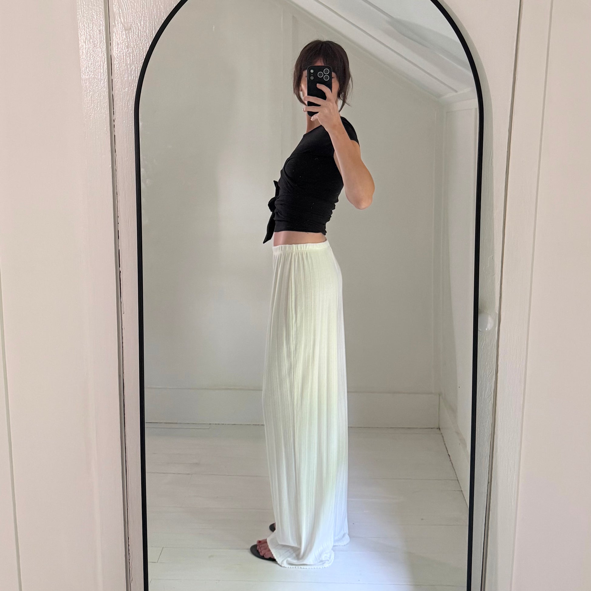 J. Crew Pointelle Knit Wide Leg Pant in Ivory NWT Size M