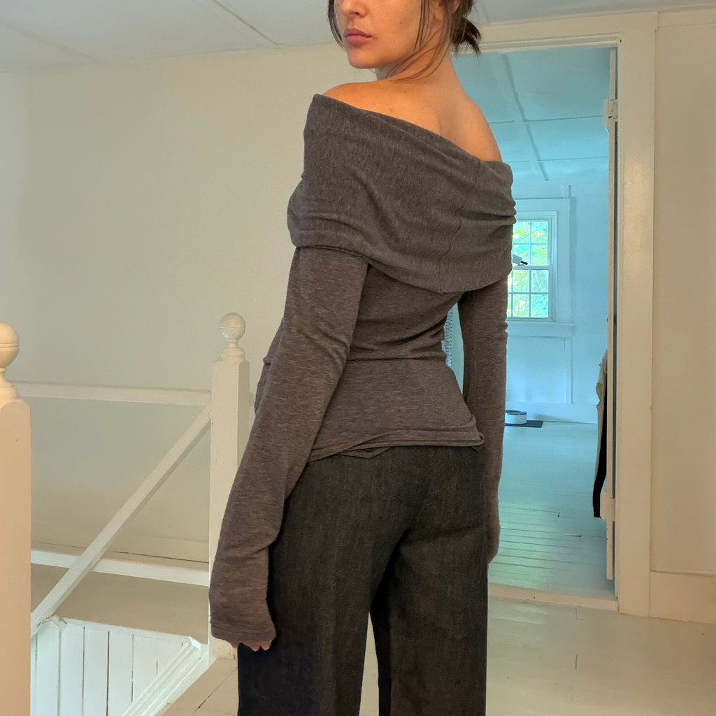 Source Unknown Jersey Knit Off Shoulder Overlay Top OS