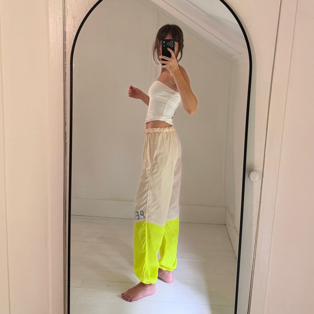 P.E Nation First Position Wide Leg Track Pants Pearled Ivory NWOT Size XS