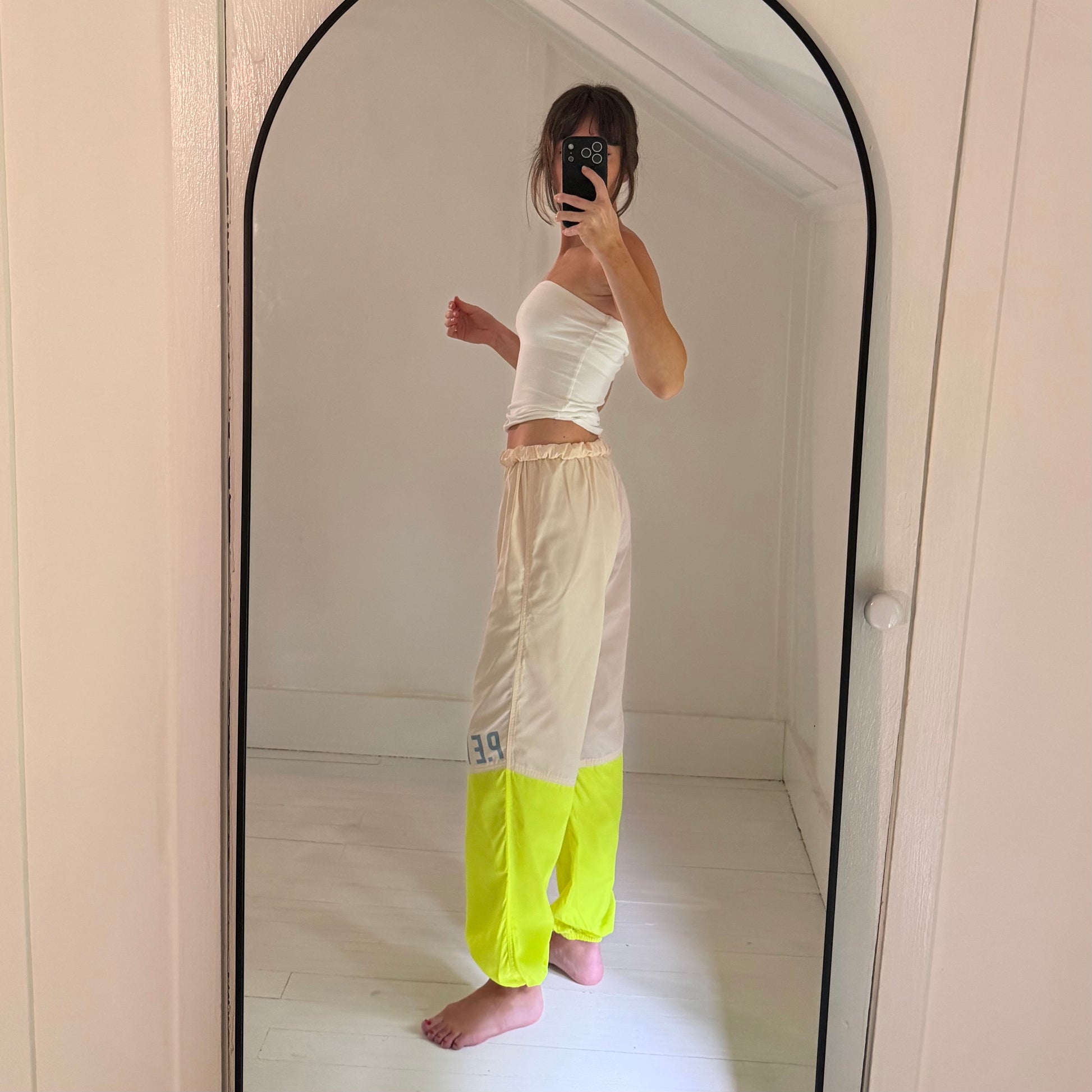 P.E Nation First Position Wide Leg Track Pants Pearled Ivory NWOT Size XS