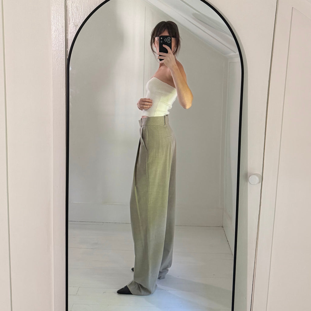 The Frankie Shop Gelso Pleated Trousers in Taupe Melange NWT Size S