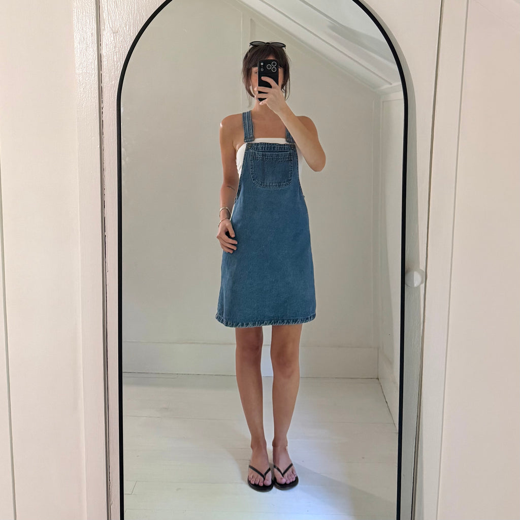 Big Time Vintage 90s Denim Overall Mini Dress Size S